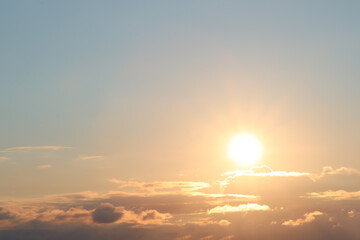Picturesque view of beautiful sky with clouds at sunset