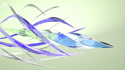 Flying Crystals Glass Wallpaper Background Colorful 3D Render