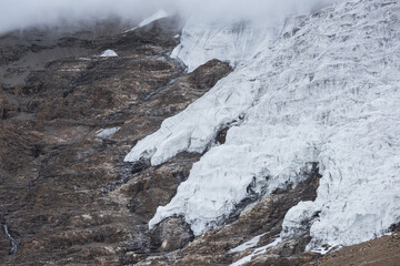 Ice caps on mountain tops in the Himalayas
