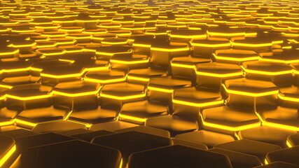 Fototapeta na wymiar Hexagon Abstraction Pattern Wallpaper Background Colorful 3D Render