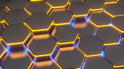 Hexagon Abstraction Pattern Wallpaper Background Colorful 3D Render