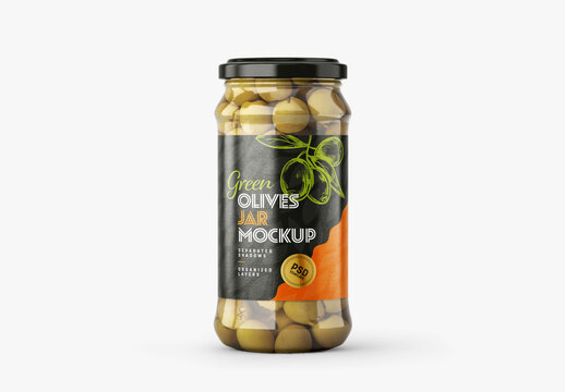 Olives Jar Mockup Set for Product Packaging and Brand Identity
