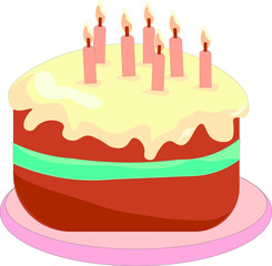 Cake with candles for a holiday or just for the occasion