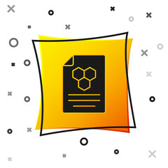 Black Honeycomb icon isolated on white background. Honey cells symbol. Sweet natural food. Yellow square button. Vector