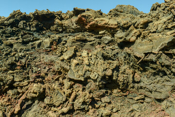 Volcanic landscape of Timanfaya national park at Lanzarote on Canary islands, Spain