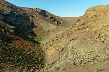 Volcanic landscape of Timanfaya national park at Lanzarote on Canary islands, Spain