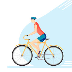 Fototapeta na wymiar The cyclist is a man. Active, sporty and healthy lifestyle, ecological transport. Vector illustration in a flat style.