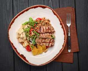Turkish cuisine, wheat porridge with steak and vegetables