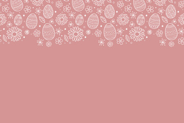 Easter background with eggs and flowers. Vector