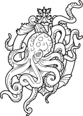 Octopus Vector Tattoo Stencil T-shirt Vinyl