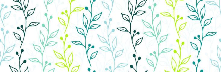 Berry bush branches organic vector seamless background. Beautiful herbal graphic design. Herb plants foliage and buds illustration. Berry bush sprigs summer repeating design