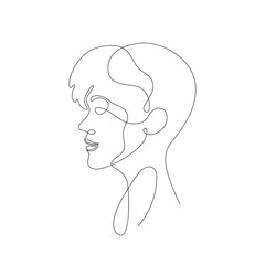 Short haired girl one line drawing