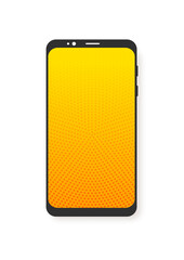 Mobile phone screen.Abstract yellow background.Smartphone template for lettering and advertising .Vector.