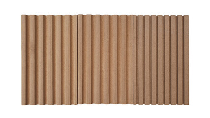 wooden corrugated panel samples showing multi pattern of material profiles isolated on white...