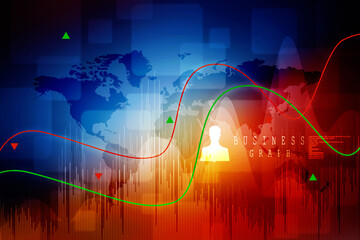 2d rendering Stock market online business concept. business Graph 
