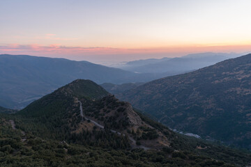 Sunset in Sierra Nevada in southern Spain