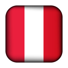 Glass light ball with flag of Peru. Squared template icon. Peruvian national symbol. Glossy realistic cube, 3D abstract vector illustration highlighted. Big quadrate, foursquare
