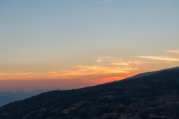 Sunset in Sierra Nevada in southern Spain