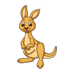 Kangaroo Cute Character. Australia Animal Kids Drawing Cartoon. Kangaroo Mascot Vector Illustration
