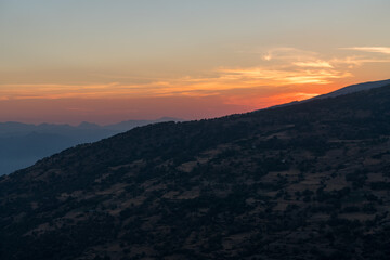 Sunset in Sierra Nevada in southern Spain