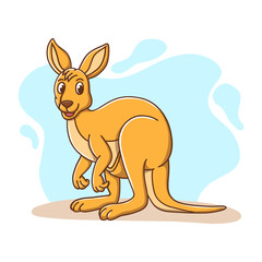 Kangaroo Cute Character. Australia Animal Kids Drawing Cartoon. Kangaroo Mascot Vector Illustration
