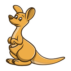 Kangaroo Cute Character. Australia Animal Kids Drawing Cartoon. Kangaroo Mascot Vector Illustration
