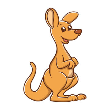 Kangaroo Cute Character. Australia Animal Kids Drawing Cartoon. Kangaroo Mascot Vector Illustration
