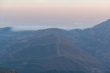 Sunset in Sierra Nevada in southern Spain