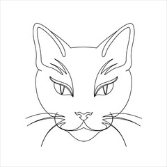 Portrait in a modern one line art of a cat.