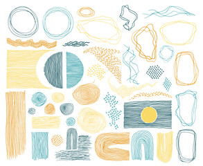 Scribble frames, lines and dots texture backgrounds vector collection.