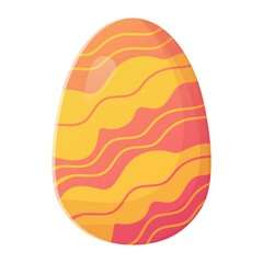 Cute realistic Easter egg painted with wide pink and yellow lines. Can be used as easter hunt element for web banners, posters and web pages.
