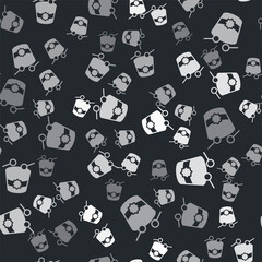 Obraz premium Grey Ramadan drum icon isolated seamless pattern on black background. Vector