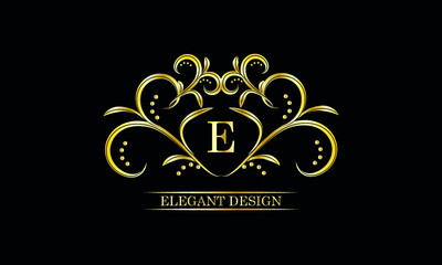 Luxurious monogram, design of an exquisite ornament with the letter E. Illustration of good as a logo of a fashion boutique, hotel brand, restaurant, business, cover.
