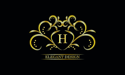 Luxurious monogram, design of an exquisite ornament with the letter H. Illustration of good as a logo of a fashion boutique, hotel brand, restaurant, business, cover.