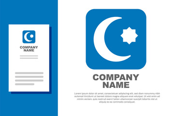 Blue Star and crescent - symbol of Islam icon isolated on white background. Religion symbol. Logo design template element. Vector