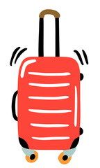 Time to travel, vacation planning concept illustration with hand luggage suitcase of tourism, journey, trip, tour, voyage. Summer vacation doodle icon.