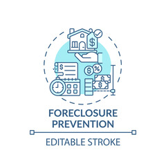 Foreclosure prevention concept icon. Legal services types. Help homeowners who are in danger of loosing home idea thin line illustration. Vector isolated outline RGB color drawing. Editable stroke