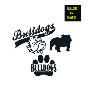 Bulldog team mascot icon - stock illustration. Collection of mascot graphics for school or sports team.