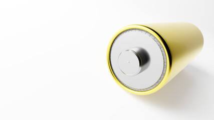Battery isolated on a white background. AA or electric car Lithium battery of metallic material cut out. 3D Illustration