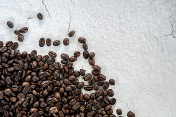 coffee beans on burlap background