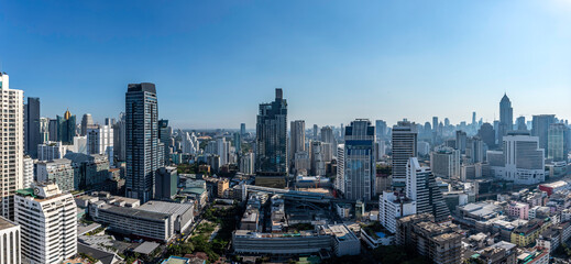 Bangkok city buildings cityscape, high buildings panorama downtown of Bangkok City Thailand