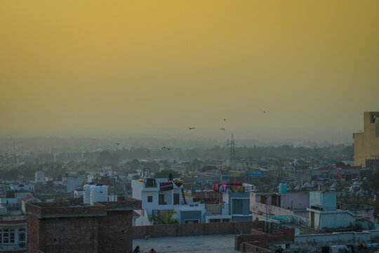 sunset over the city