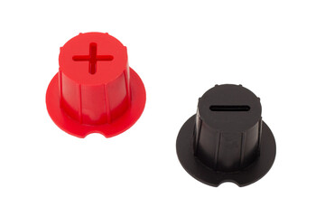 Red and black positive and negative battery terminal caps