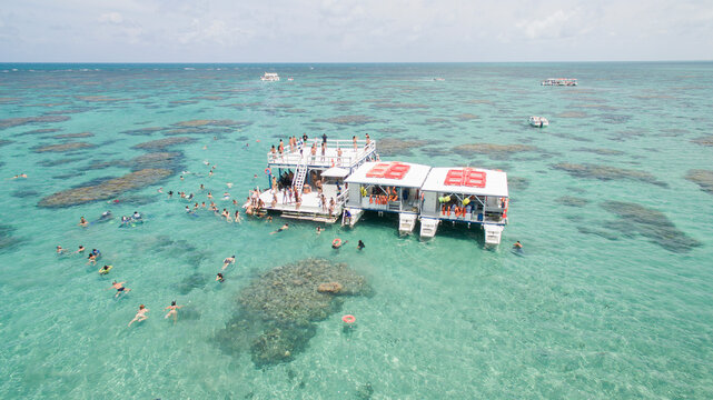 Imagem A&eacute;rea das Parrachos de Maracaja&uacute;, o Caribe Brasileiro no Munic&iacute;pio de Maxaranguape, no Rio Grande do Norte, Brasil