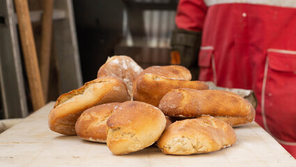 Traditional italian buns called "ciabatta"