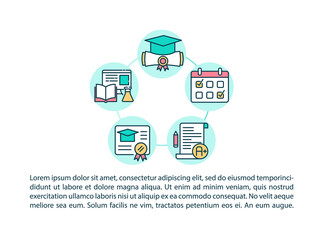 Certification medical education concept line icons with text. PPT page vector template with copy space. Brochure, magazine, newsletter design element. Medicine linear illustrations on white