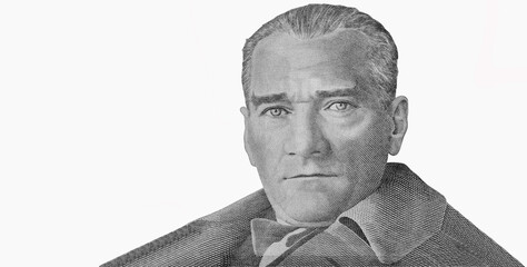 President Mustafa Kemal Ataturk, Portrait from Turkey  Banknotes.