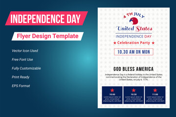 
United states of america independence day. USA Independence day design template for independence day.  4th july Happy independence day flyer design template