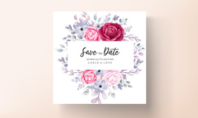 Elegant watercolor floral frame wedding invitation card