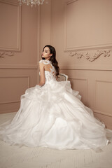 Fototapeta premium Beautiful bride in a luxurious wedding dress
